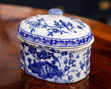 Blue and White Porcelain Oval Jar