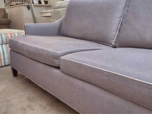 Crate & Barrel  Gray 2 Cushion Sofa with White Piping Trim