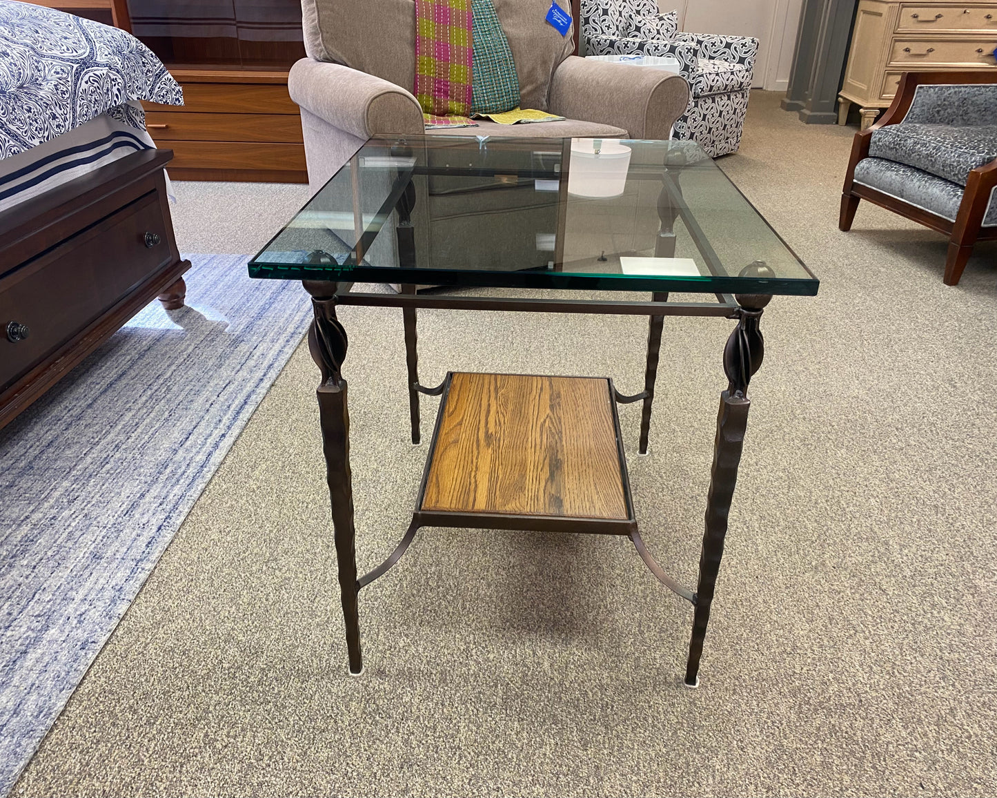 Charleston Forge Metal & Glass Side Table