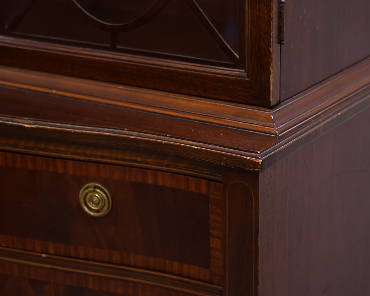 Single Piece Mahogany China Cabinet