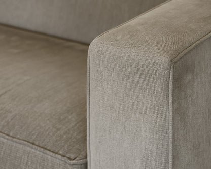 Grey Upholstered Microfiber Tight Back Sofa. 2 Cushion