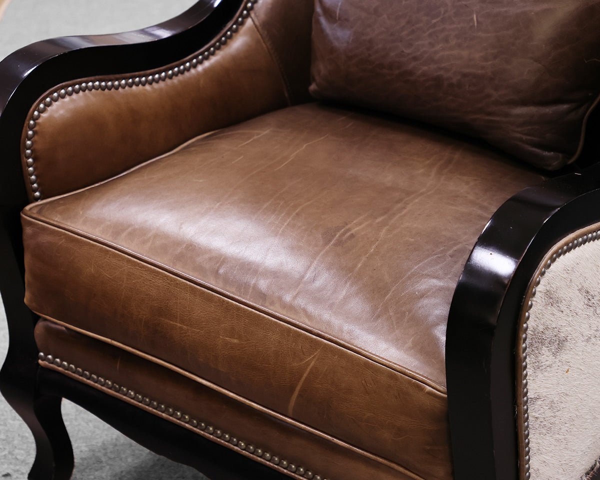 Cowhide and Leather Empire Chair