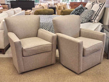 Pair of Ethan Allen 'Turner' Swivel Chairs in Light Gray