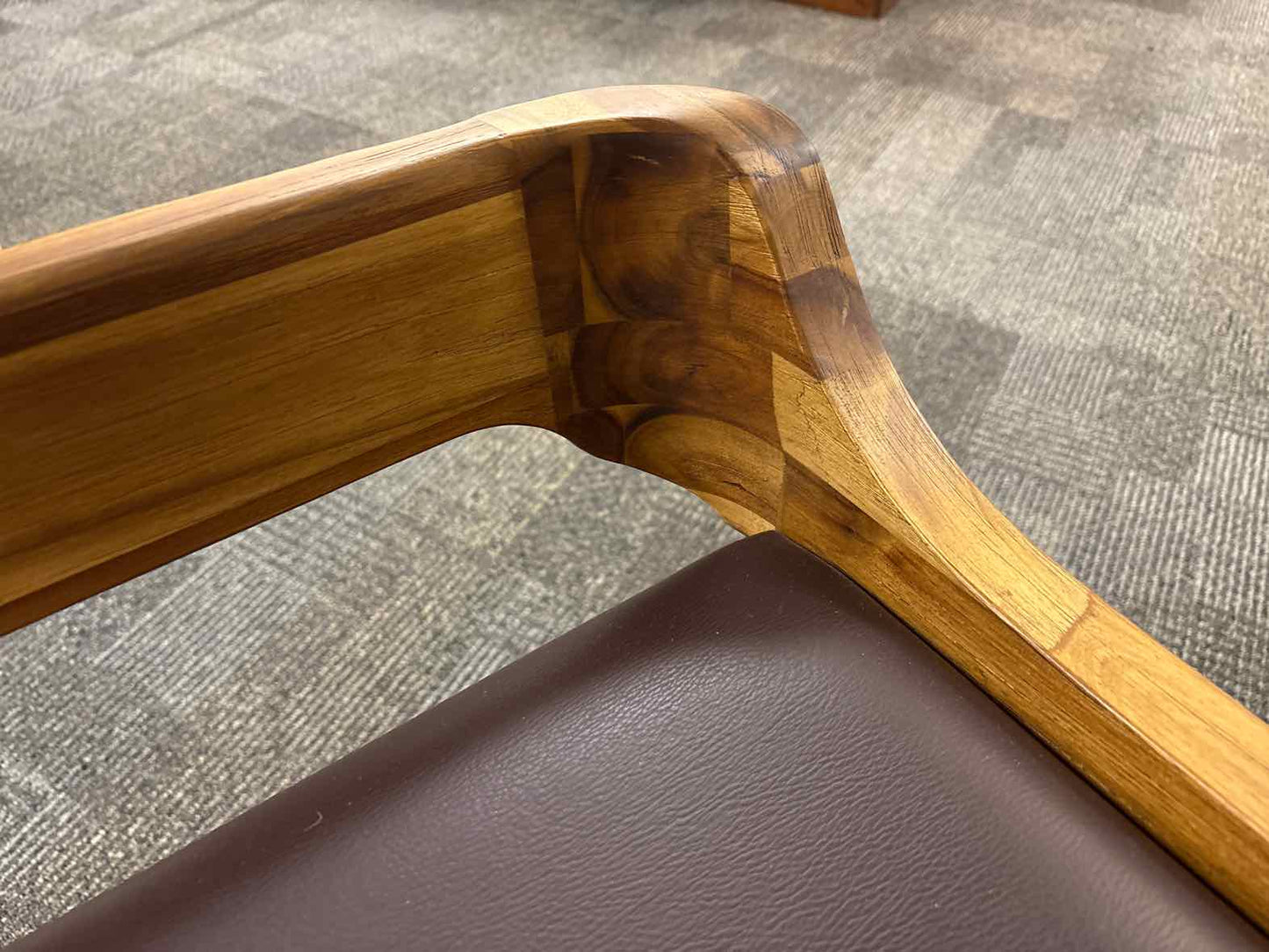 Walnut Bench With Chocolate Leather Seat