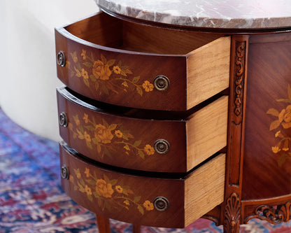 Antique Small Demi Lune Stone Top Accent Table