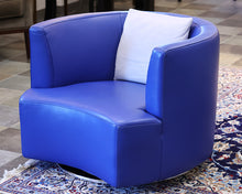 Roche Bobois Tangram Swivel Chair in Cobalt Blue Leather