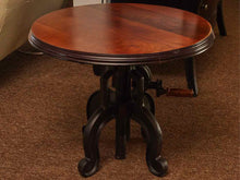 Cherry Top Round Iron Adjustable Height Accent Table