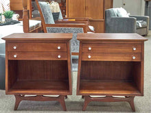 Pair of RWay Walnut 2 Drawer Nightstands with Open Storage