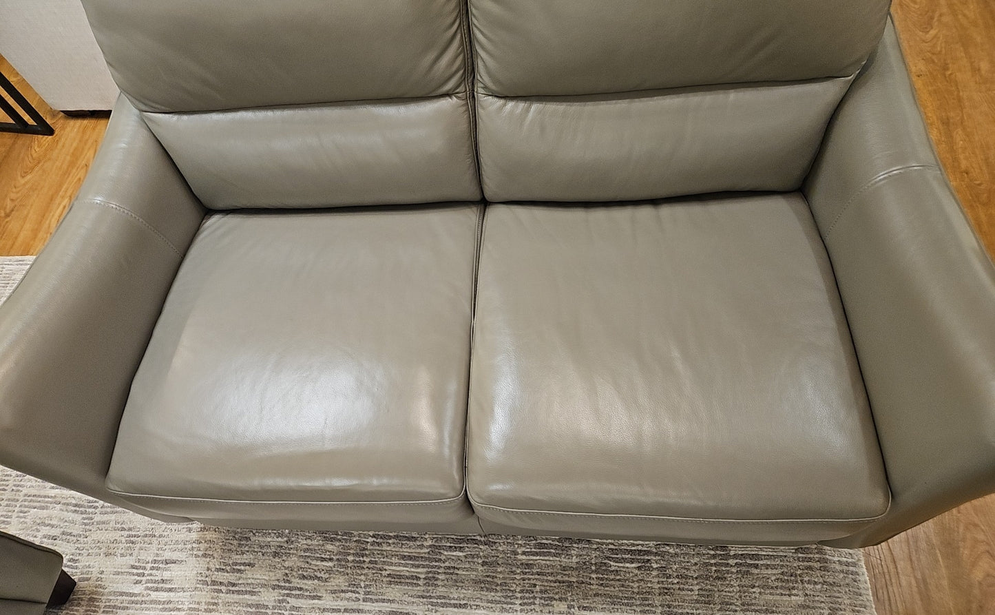 Macy's Light Grey Leather Loveseat