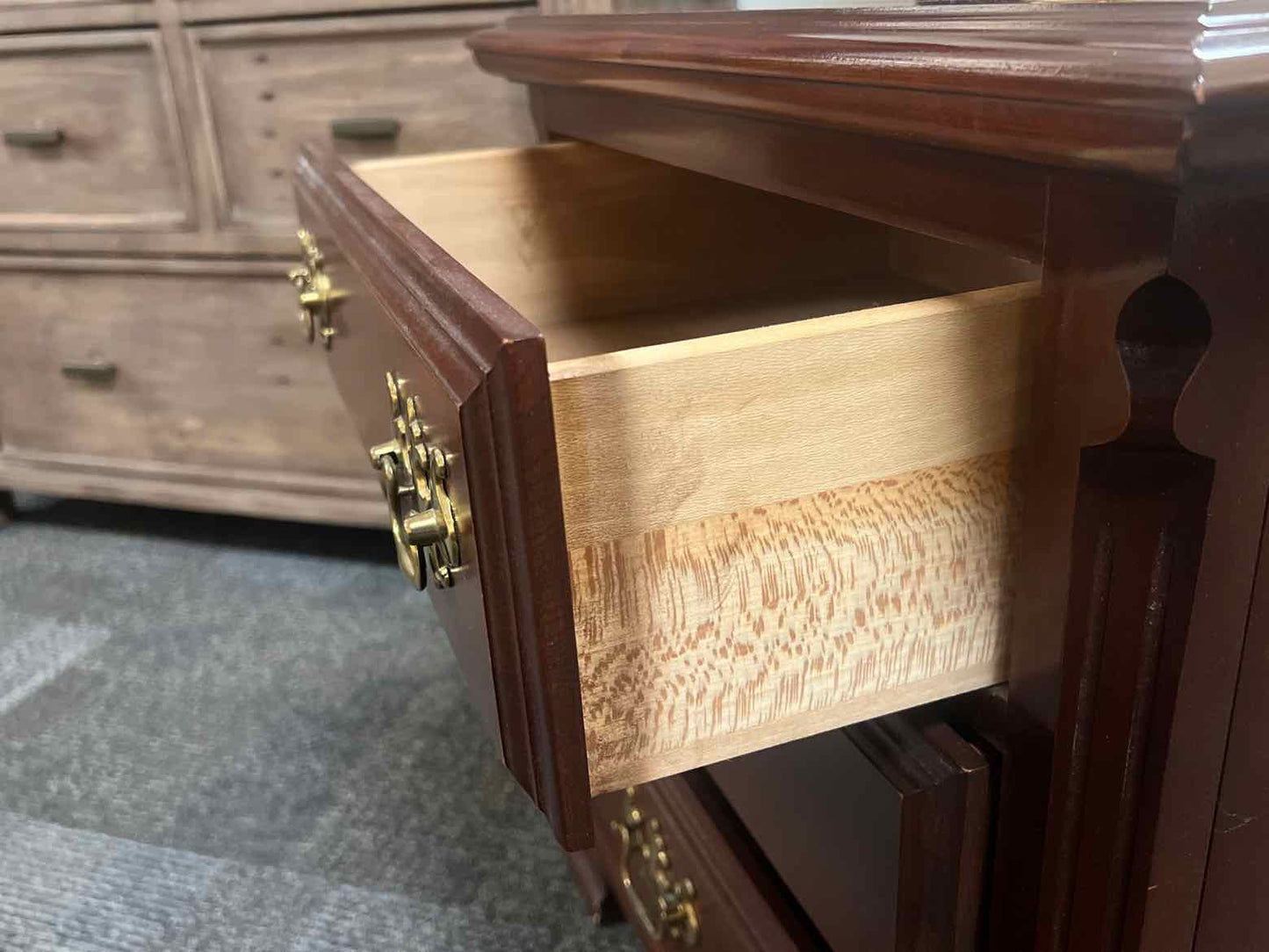 Pair of Mahogany 3 Drawer Nightstands