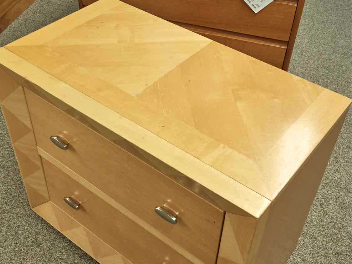 Poplar Wood 2 Drawer Nightstand