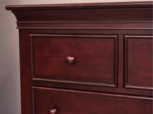 Cherry 7 Drawer Dresser in Rich Color w/Raised Drawers & Wood Knobs