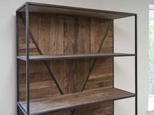 Industrial Metal & Wood Four Shelf Bookcase