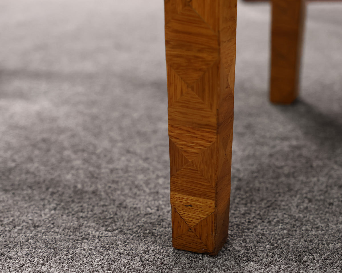 MCM Oak Accent Table With Blue Stone Top