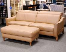 ROM Khaki Leather Sofa and Ottoman