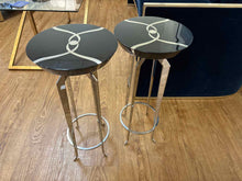 Caracole Pair of Black Lacquer Side Tables