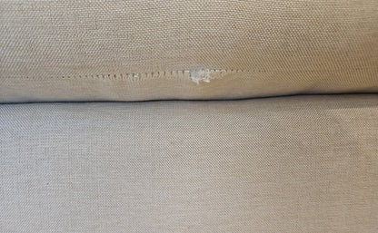 Baker 107" Tufted Shelter-Arm Sofa in White Sand Linen