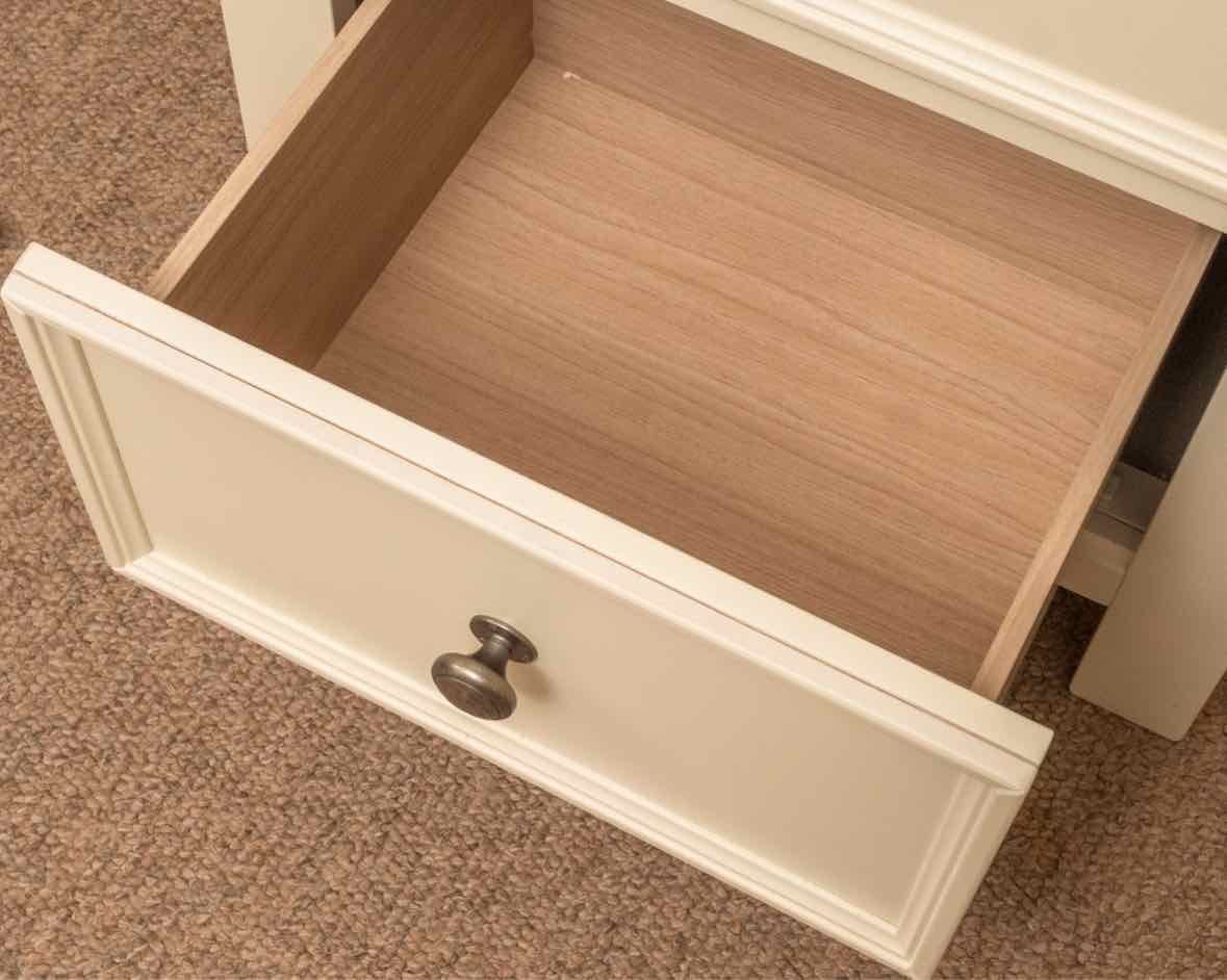 Ashley Furniture Cream Finish 2 Drawer Nightstand with Pull-Out Shelf
