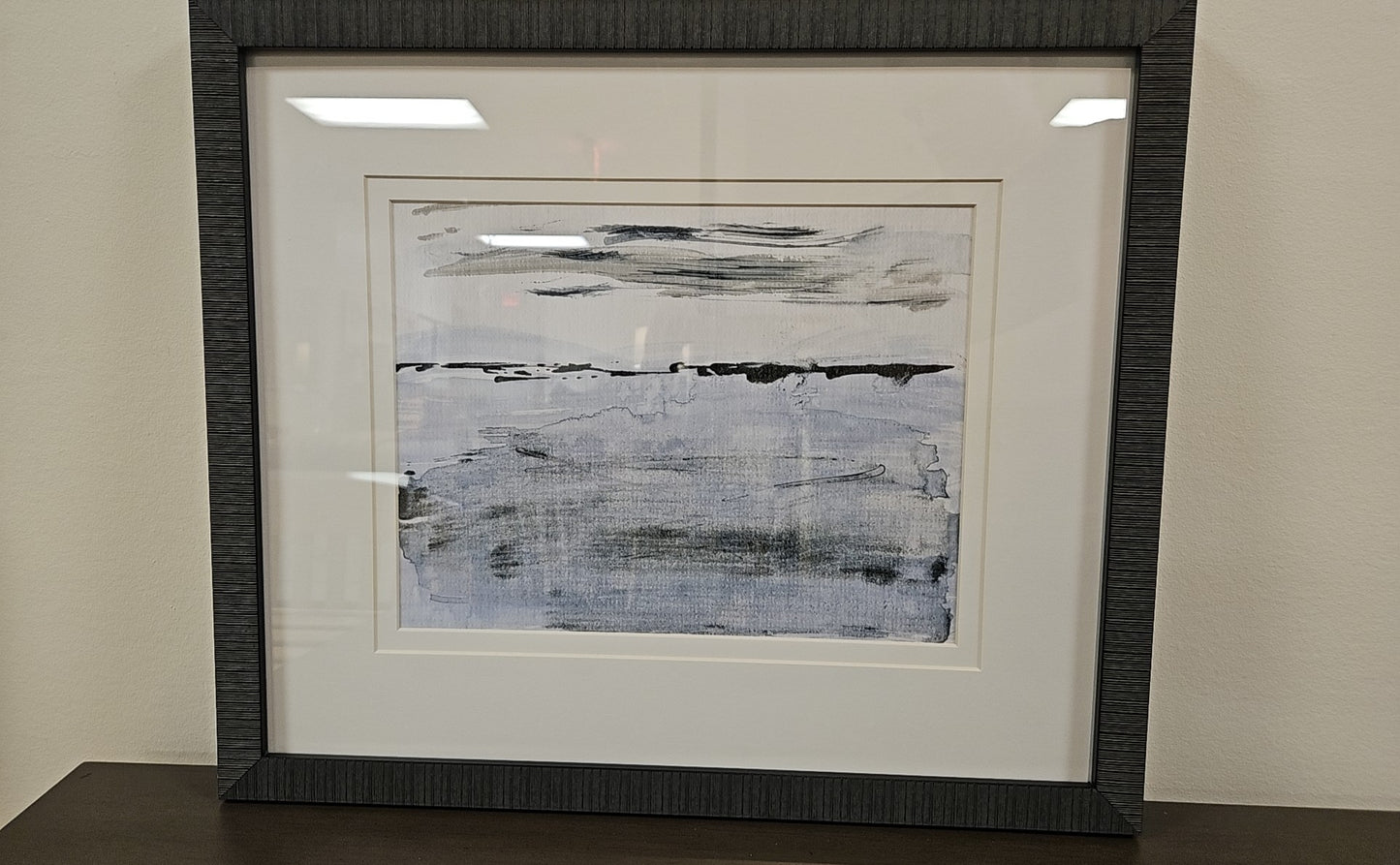 'At the Dawn B' Abstract with Distressed Black Frame