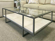 Bernhardt Contemporary Glass And Travertine Cocktail Table