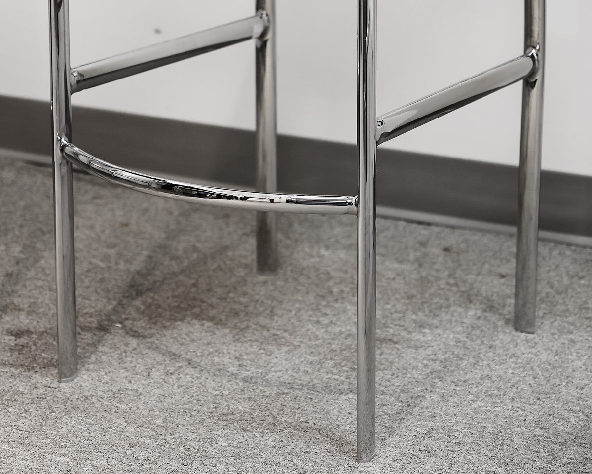 Set of Three Black Faux Leather Counter Stools