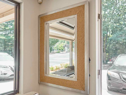 Pottery Barn Silver Mirror with Rope Trim