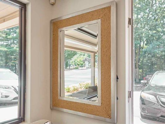 Pottery Barn Silver Mirror with Rope Trim