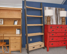 Rustic Smoke Gray Pine  & Steel 5 Teir Bookshelf