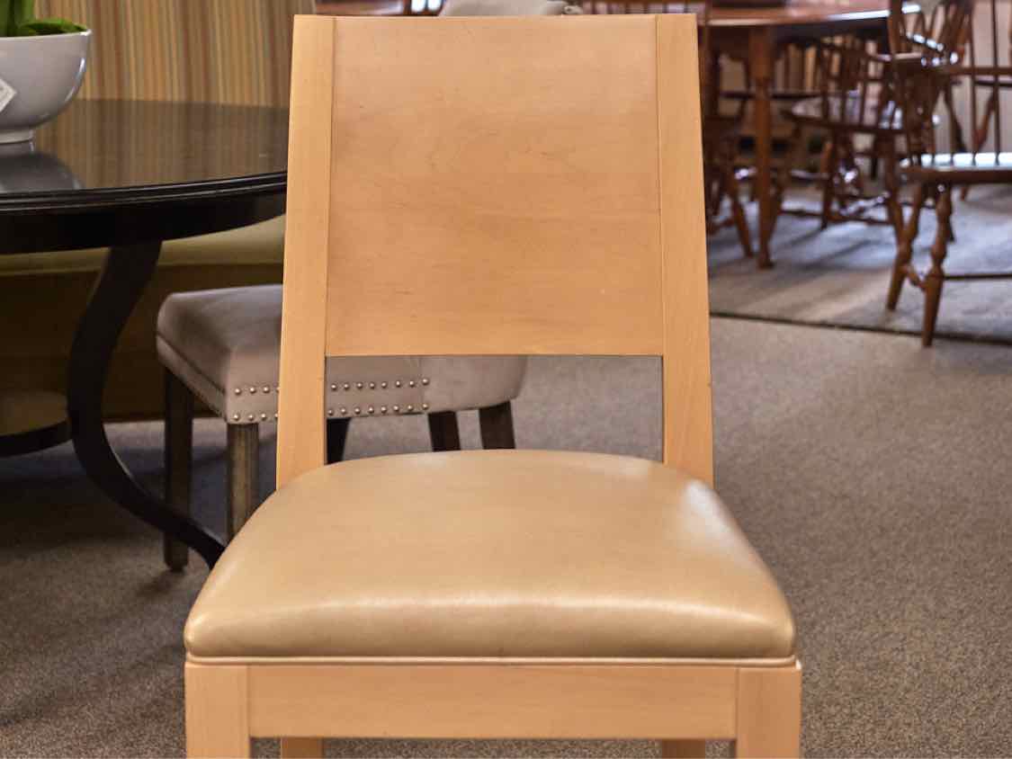 Set of Four Maple Counter Stools W/ Maple Faux Leather Seats
