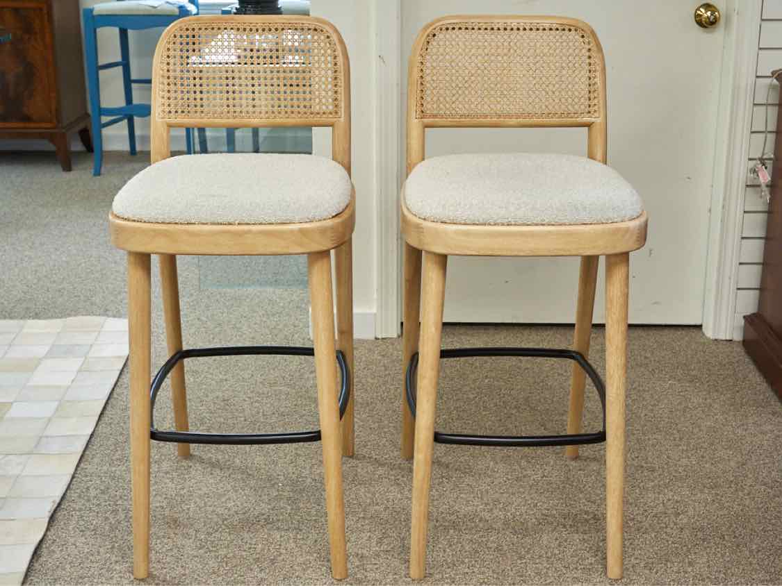 Castlery Pair of 'Edith' Cane Bar Stools