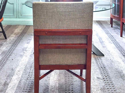 Set of 7  Brownstone Dining Chairs with Men's Wear Upholstered Seats