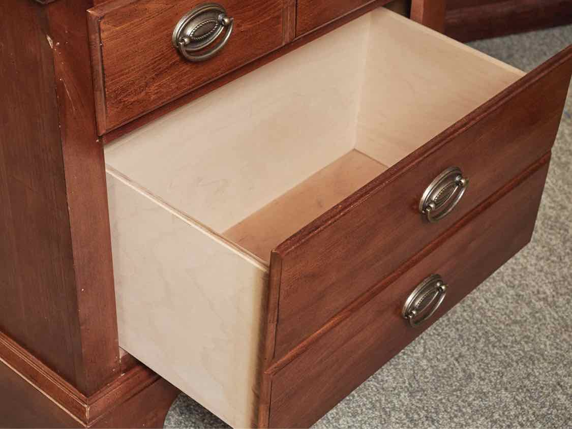 Pair of Cherry Finish Two Drawer Nightstands