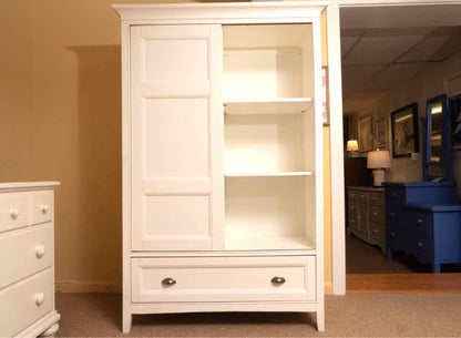 White Finish 6 Drawer , 3 Shelf, Sliding Door  Chifferobe Chest