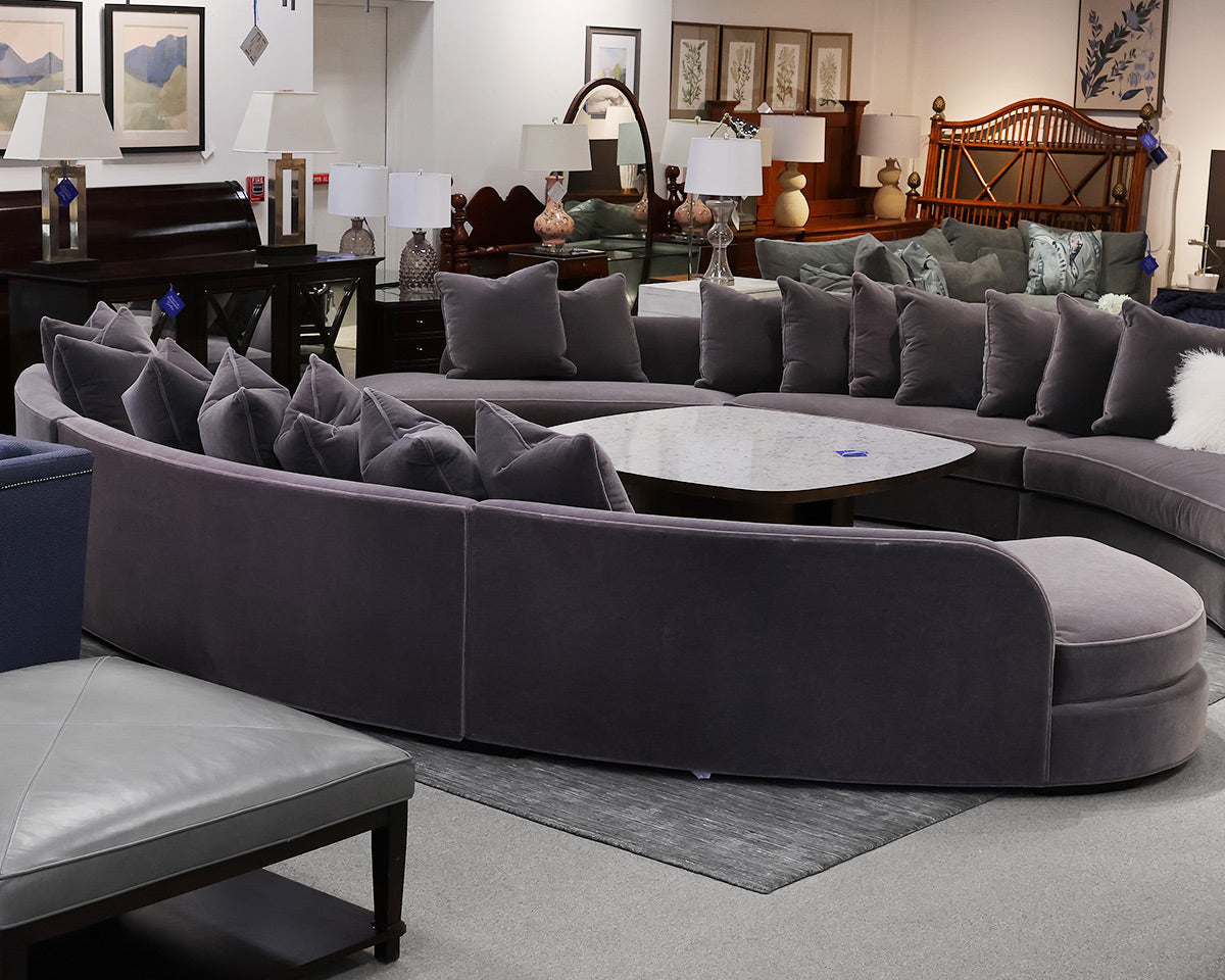 Bright Furniture 3-Piece Curved Sectional in Grey Mohair