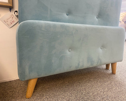 Twin Teal Blue Upholstered Bed