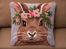 Bunny with Flower Crown Hooked Accent Pillow