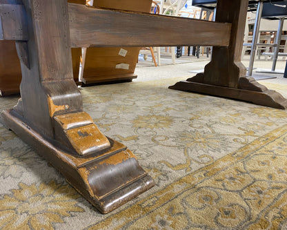 Expanding Trestle Dining Table with Painted Faux-Driftwood Finish