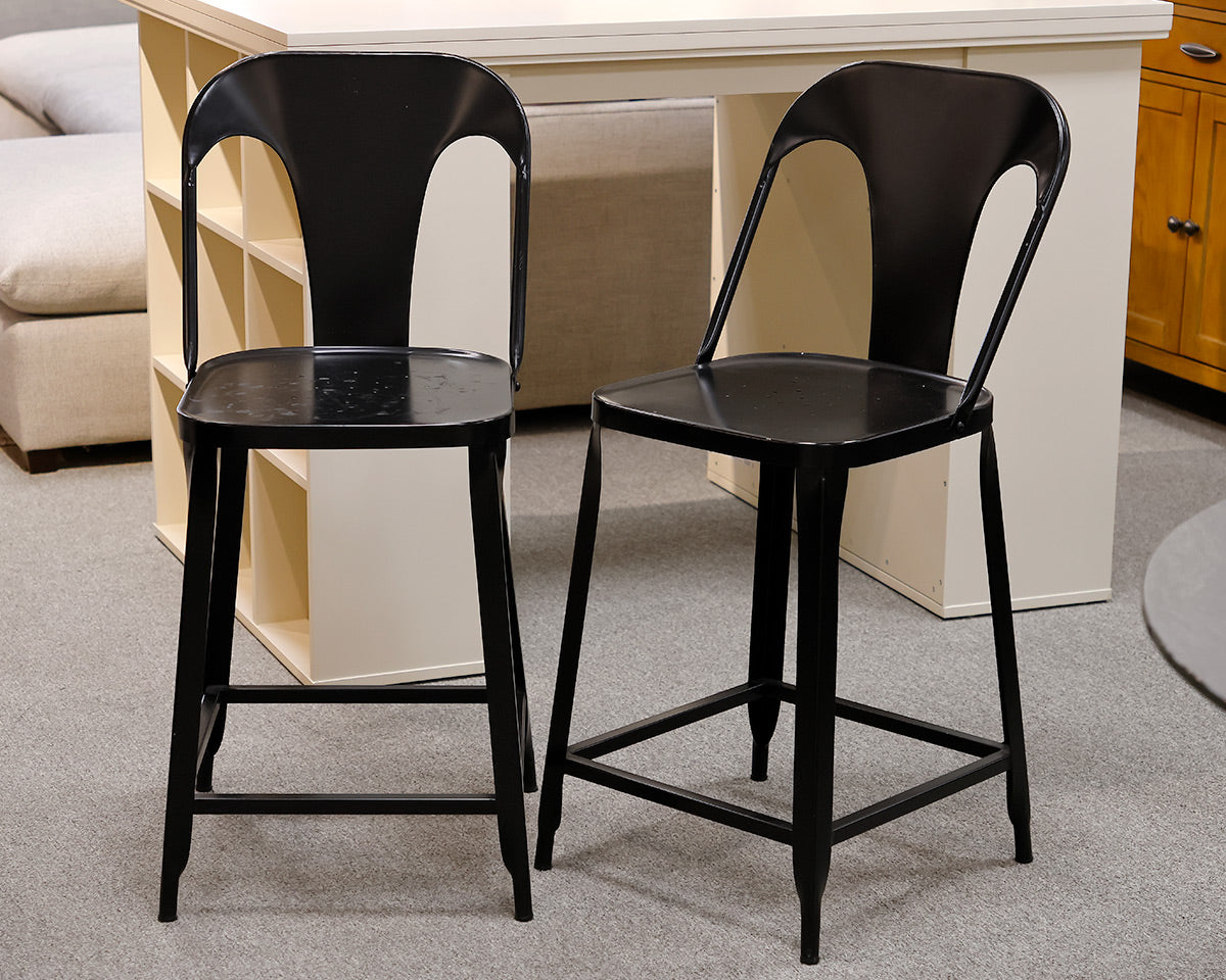 Painted Antique White Project Island With Two Stools