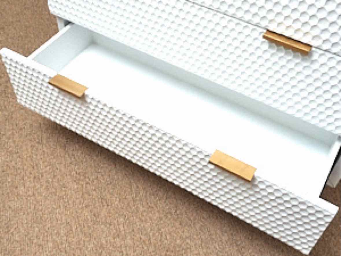 Adore Decor "Jolie' 3 Drawer White Finish Honeycomb Chest