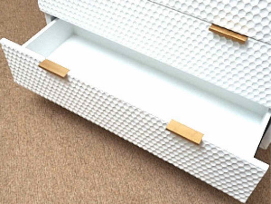 Adore Decor "Jolie' 3 Drawer White Finish Honeycomb Chest