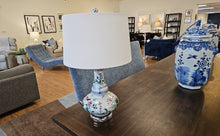 Porcelain Floral Long Neck Vase Lamp