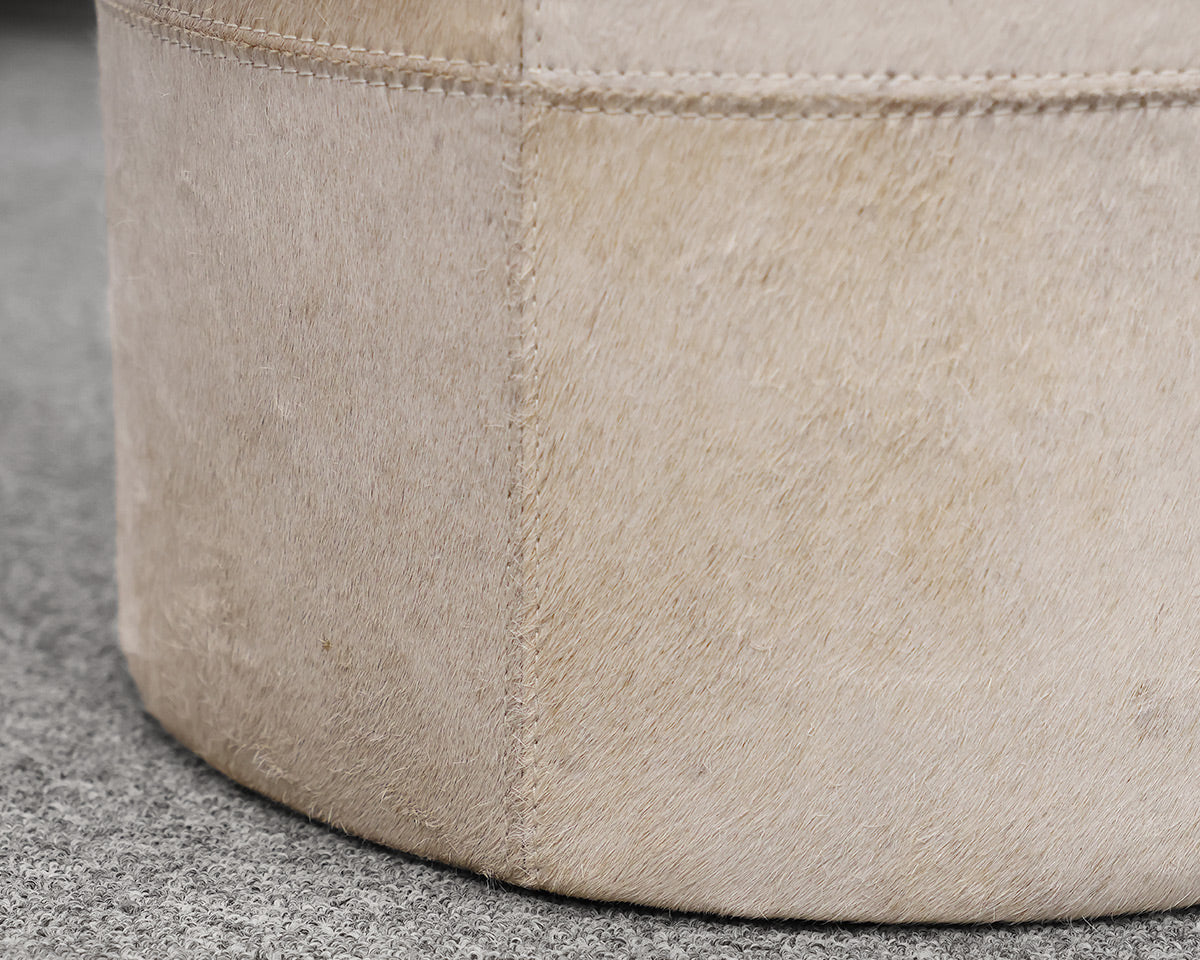 Round Cowhide Poof