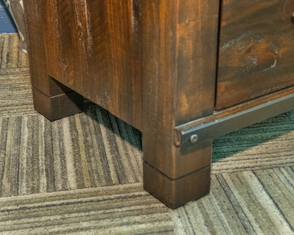 Rustic Solid Pine Chifferobe in Walnut Finish & 7 Drawers
