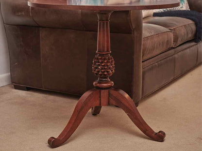 Ethan Allen Cherry Round Pineapple Pedestal  Accent Table