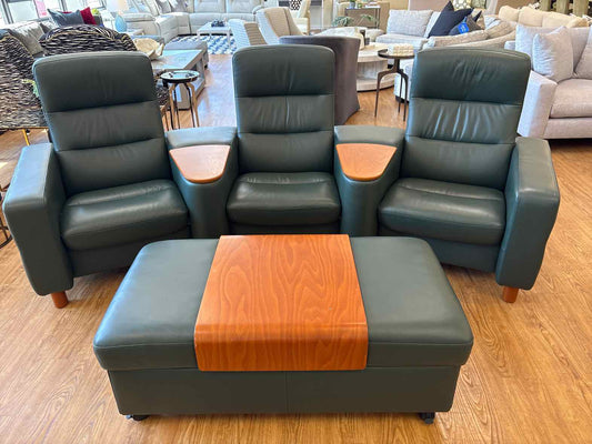 Ekornes Stressless 'Arion' Home Theater Recliner Sofa w/ Ottoman