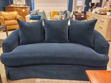 Custom Kidney Shape Loveseat in Navy Velvet