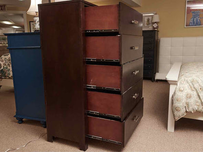 Espresso Finish 5 Drawer Chrome Handles Chest