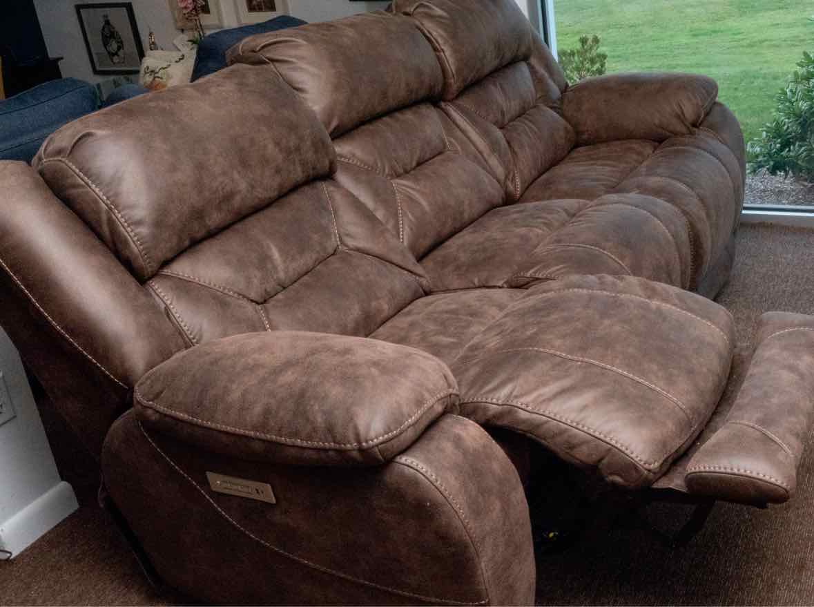 Home Stretch Brown Felt Uphostered Power Reclining Sofa