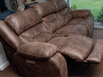Home Stretch Brown Felt Uphostered Power Reclining Sofa