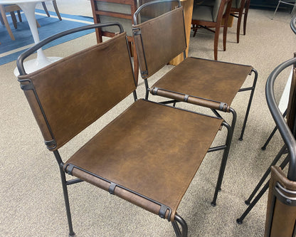 Set Of 6 Four Hands 'Wharton' Dining Chairs in Distressed Brown Leather